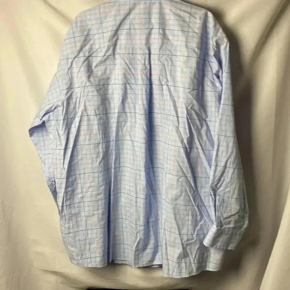 JOS.A.BANK TRADITIONAL FIT MENS SIZE 2X BLUE PLAID LONG SLEEVE SHIRT 100% COTTON - Picture 8 of 12